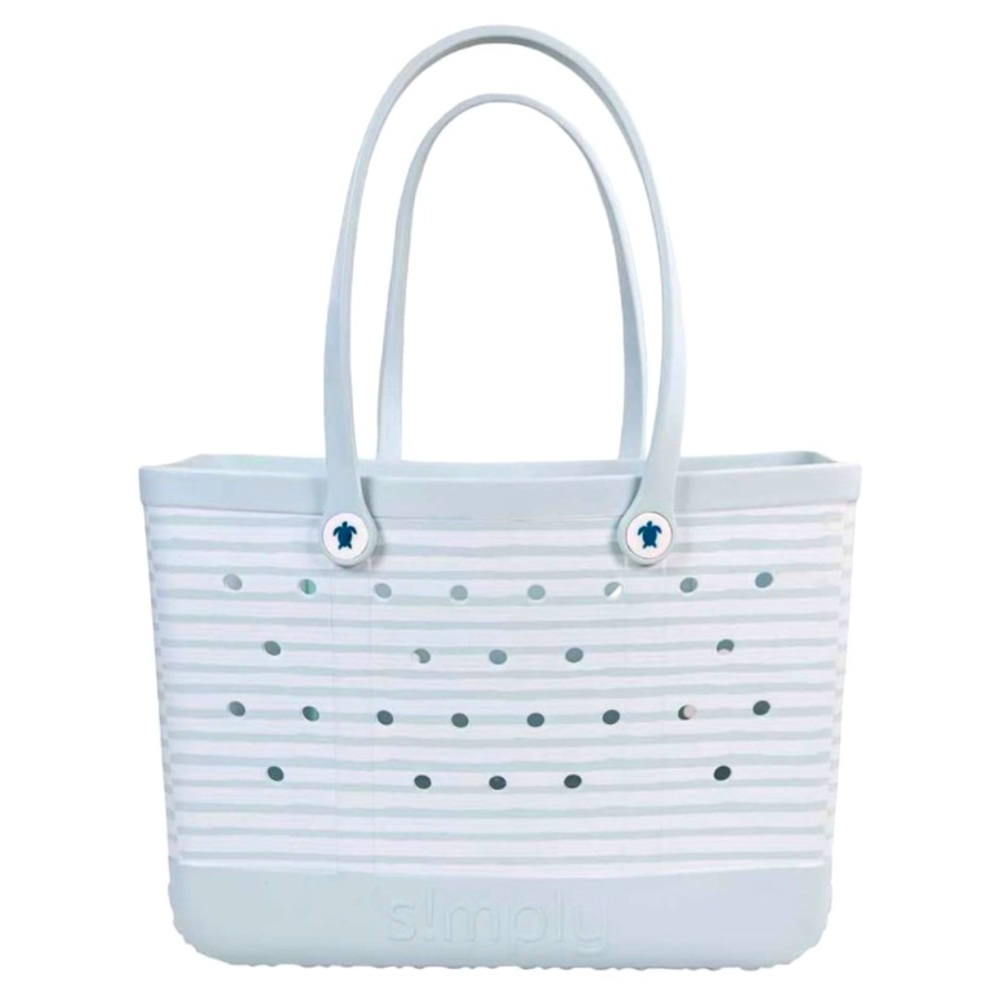 NWT Simply Southern Bogg Bag Large Blue Stripe Beach Tote New Carry-all